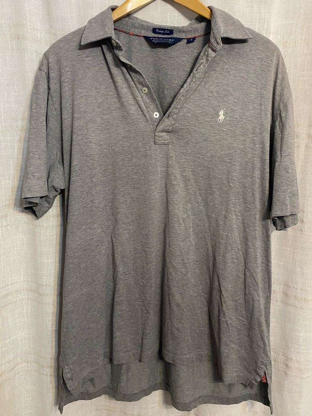 Polo Golf Ralph Lauren Vintage Lisle Gray Polo Shirt Size L University Club Pima